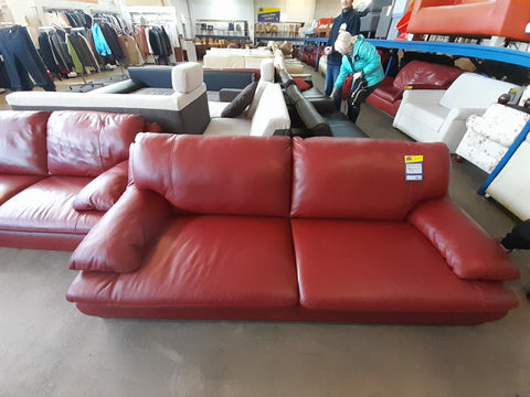 Sofa / Couch 2-teilig Leder rot- HH020330