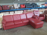 Wohnlandschaft / Sofa / Couch 2-teilig Leder rot - HH190320