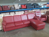 Wohnlandschaft / Sofa / Couch 2-teilig Leder rot - HH190320