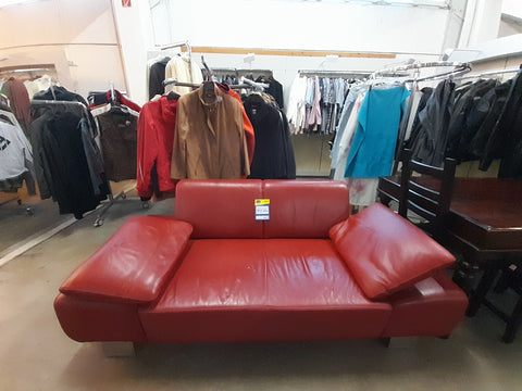 Sofa / Couch mit Verstellung rot Leder - HH251002